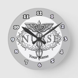 Horloge Ronde Infirmière Oval argenté