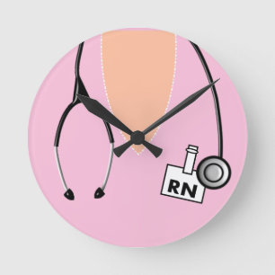 Horloge Ronde Infirmière RN Scrub rose