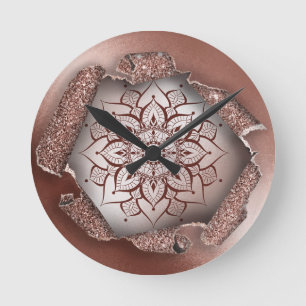 Horloge Ronde INITIATIVES DU rose GOLD MANDALA YOGA ZEN LIFE