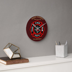 Horloge Ronde Insigne noir et rouge du service d'incendie