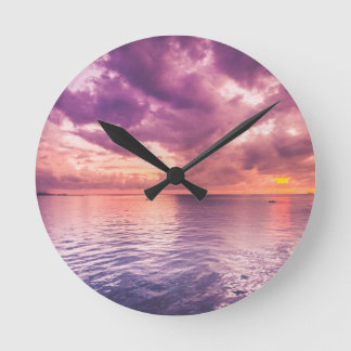 Horloge Ronde Inspiration du coucher de soleil sur l'océan
