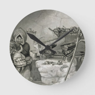 Horloge Ronde Intérieur d'une hutte de neige Eskimo, île d'hiver