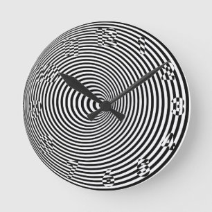 Horloge Ronde Inverse d'illusion optique de cercle concentrique