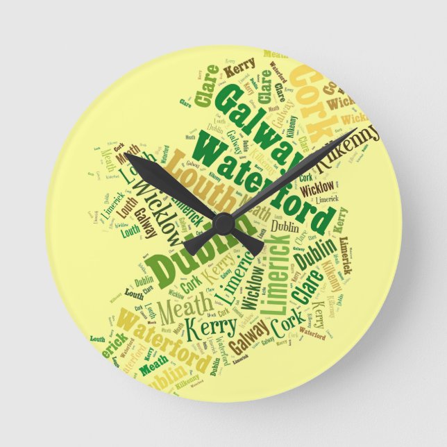 Horloge Ronde Ireland Cities Word Art (Recto)