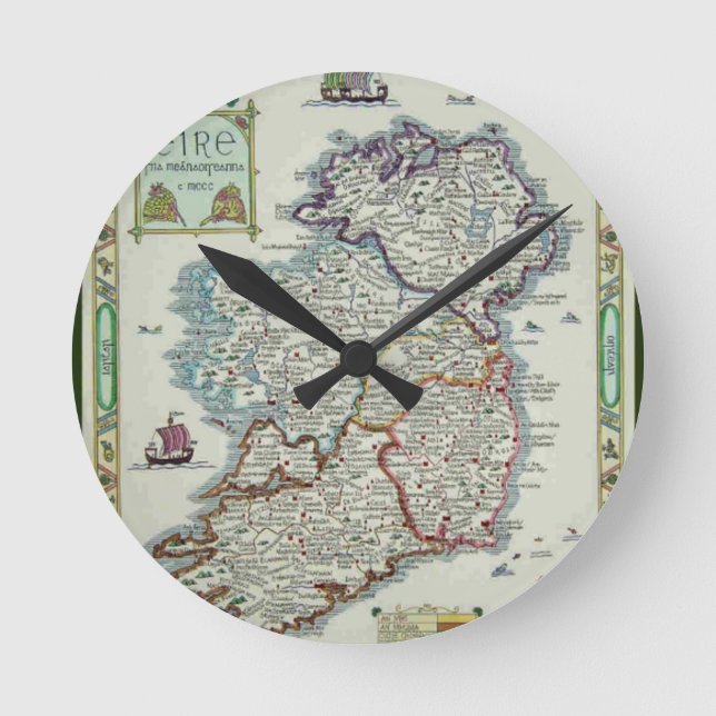 Horloge Ronde Ireland Map - Irish Eire Erin Historic Map (Recto)