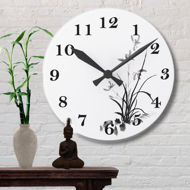 Horloge Ronde Iris chinois - bw (Créateur téléchargé)