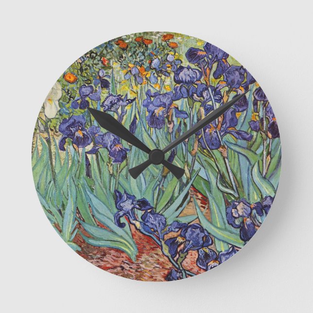 Horloge Ronde Iris de Van Gogh Peinture Impressionniste (Recto)
