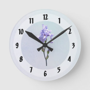 Horloge Ronde Iris lavande et bourgeons