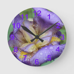 Horloge Ronde Iris Violet (Iris Germanica)