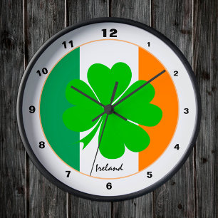 Horloge Ronde Irish Flag & Irlande mode tendance /Shamrock