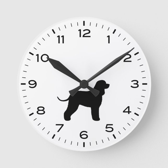 Horloge Ronde Irlandais Eau Spaniel Chien race Silhouette (Recto)