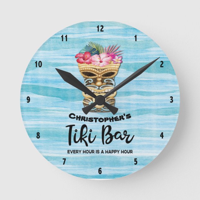 Horloge Ronde Island Tiki Bar Monogrammé (Recto)