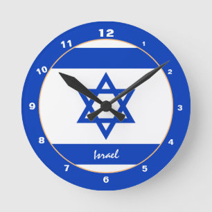 Horloge Ronde Israël moderne Drapeau, Israël Accueil / Design