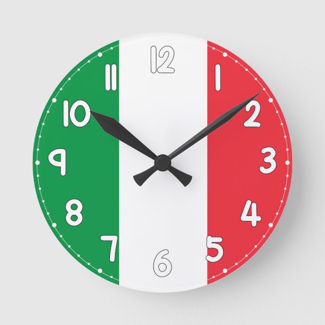 Horloge Ronde Italian Flag Wall Clock - Flag of Italy (Recto)