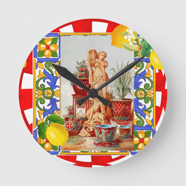 Horloge Ronde italien, art sicilien, maelica, tuiles, art baroqu (Recto)