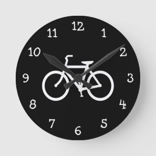 Horloge Ronde Itinéraire numéroté noir et blanc de vélo