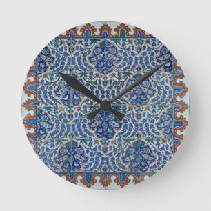 Horloge Ronde Iznik Floral Ethnic Tribal Turkish Mosaic Pottery