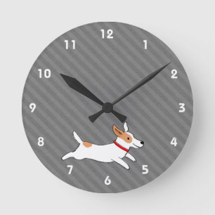 Horloge Ronde Jack Russell Terrier de dessin animé mignon qui co