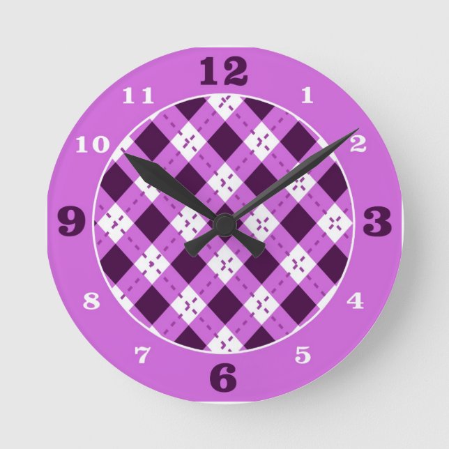 Horloge Ronde Jacquard violet/blanc (Recto)