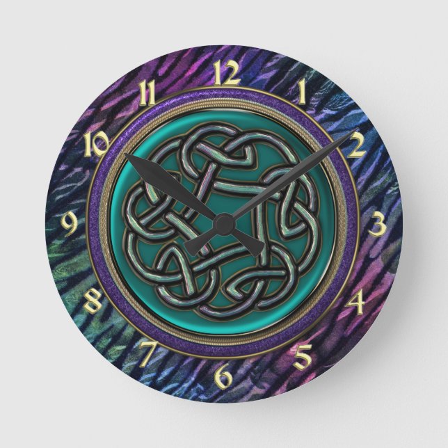 Horloge Ronde Jade Green Metal Celtic Knot (Recto)