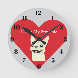 Horloge Ronde J'adore mon Frenchie,