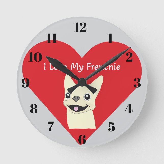 Horloge Ronde J'adore mon Frenchie,  (Recto)