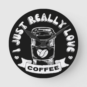 Horloge Ronde J'adore vraiment le café