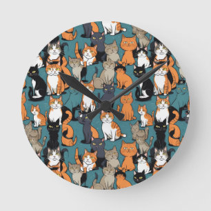 Horloge Ronde J'aime absolument les chats