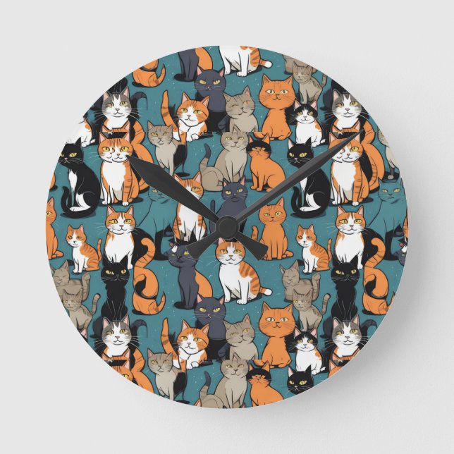 Horloge Ronde J'aime absolument les chats (Recto)