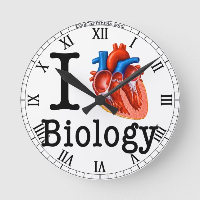 Horloge Ronde J'aime la biologie (Recto)