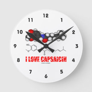 Horloge Ronde J'aime la capsaïcine (la molécule chimique)