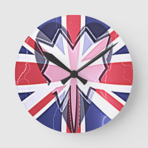 Horloge Ronde "J'aime le Royaume-Uni" Impression d'art