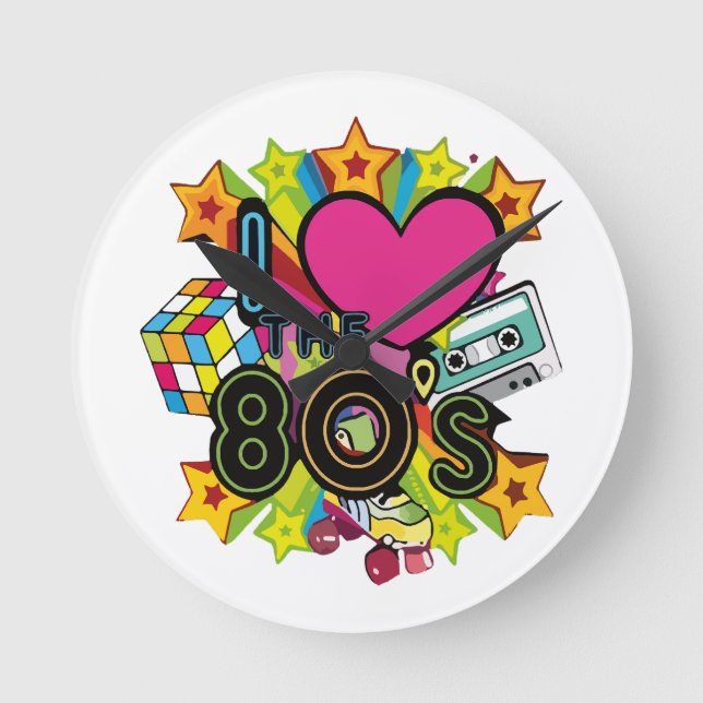 Horloge Ronde j'aime les années 80 (Recto)