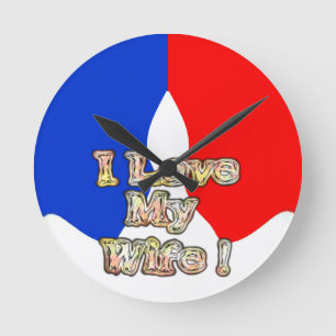 Horloge Ronde "J'aime ma femme" Impression d'art
