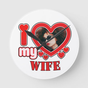 Horloge Ronde J'Aime Ma Femme Personnalisée