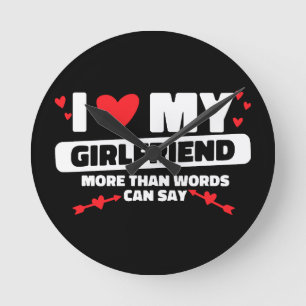 Horloge Ronde j'aime mon coeur de petite amie