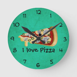 Horloge Ronde J'aime Pizza