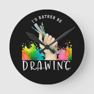 Horloge Ronde J'aimerais mieux dessiner