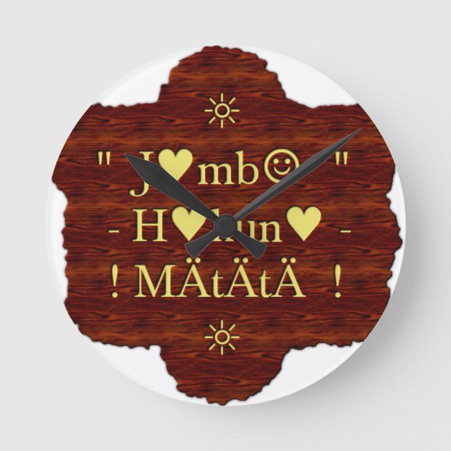 Horloge Ronde Jambo Hakuna Matata : Art africain Imprimer/Graphi (Recto)