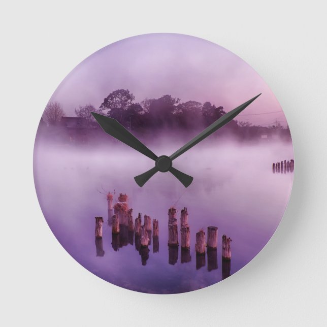 Horloge Ronde Japon Kumamoto Floating Island Fog Lake Morning (Recto)