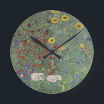 Horloge Ronde Jardin agricole avec tournesol par Gustav Klimt<br><div class="desc">Apportez la beauté de la célèbre peinture de Gustav Klimt dans votre maison avec notre jardin de ferme avec coussin de tournesols. Avec des détails incroyablement complexes et des couleurs vives, cette horloge est l'ajout parfait à tout espace de vie. L'impression de haute qualité capte l'essence de l'oeuvre, et le...</div>