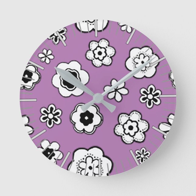 Horloge Ronde Jardin aux fleurs dans l'orchidée sauvage (Recto)