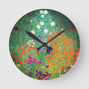 Horloge Ronde Jardin aux fleurs Gustav Klimt