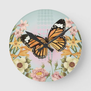 Horloge Ronde Jardin aux papillons...horloge en acrylique