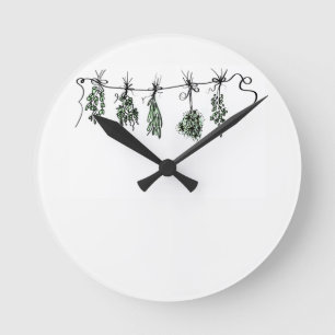 Horloge Ronde Jardin de plantes dessin minimaliste botanique boh