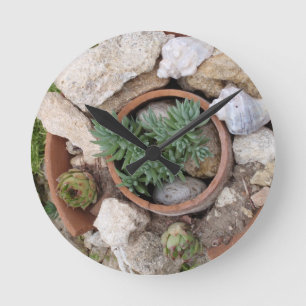 Horloge Ronde Jardin de rocaille miniature