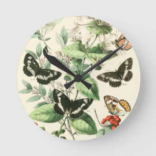 Horloge Ronde Jardin des papillons et des fleurs