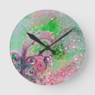 Horloge Ronde JARDIN D'OMBRES PERDUES, MAGIQUE BEURRE PLANTE ver