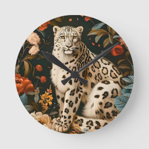 Horloge Ronde Jardin Floral Botanique Vintage Forest Tiger