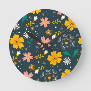 Horloge Ronde Jardin Floral Marine Motif Printanier Fantaisiste